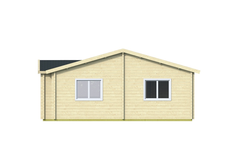 Blokhut - Tuinhuis - Home Office 70mm Skerries incl. 27mm vloer/dak Prijs exclusief dakbedekking, ramen en deuren Shingles: 96 m² Afmeting: L1050xB700xH317cm Ramen en deuren naar keuze bij te bestellen