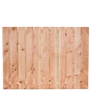 Tuinscherm lariks 23 planks (21+2) Harz 130x180cm Planken: 1.6x14.0cm / 21 stuks 2 tussenplanken van 1.6x14.0cm, rvs geschroefd  