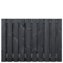 Tuinscherm zwart gesp. 23 planks (21+2) Dresden 130x180cm Planken: 1.6x14.0cm / 21 stuks 2 tussenplanken van 1.6x14.0cm, rvs geschroefd  