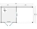Blokhut - Tuinhuis 28mm Brenda met overkapping Prijs exclusief dakbedekking - dient apart besteld te worden Dakleer: 20 m² / Easy-roofing: 25 m² / EPDM: Set 40.9991/10 Afmeting: L275xB525xH234cm 
