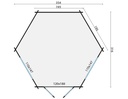 Blokhut - Tuinhuis 34mm Nora Prijs exclusief dakbedekking - dient apart besteld te worden Dakleer: 26,5 m² / Shingles: 21 m² Afmeting: L354xB316xH298cm 