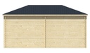Blokhut - Tuinhuis 28mm Kennet met overkapping Prijs exclusief dakbedekking - dient apart besteld te worden Dakleer: 36,5 m² / Shingles: 27 m² Afmeting: L300xB500xH271cm 