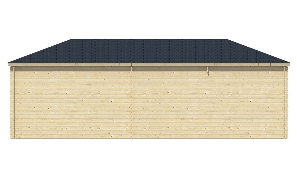 Blokhut - Tuinhuis - Home Office 44mm Paiva met overkapping Prijs exclusief dakbedekking - dient apart besteld te worden Dakleer: 56,5 m² / Shingles: 48 m² Afmeting: L800xB350xH302cm 