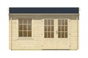Blokhut - Tuinhuis 40mm Chloe Prijs exclusief dakbedekking - dient apart besteld te worden Dakleer: 26,5 m² / Shingles: 21 m² / Aqua: 24 STK / Profiel: zie tab Afmeting: L400xB300xH243cm 