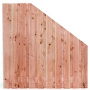 Tuinscherm lariks 21 planks (19+2) Zwarte Woud 180/90x180cm VERLOOP Planken: 1.6x14.0cm / 19 stuks 2 tussenplanken van 1.6x14.0cm, rvs geschroefd  