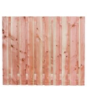 Tuinscherm lariks 21 planks (19+2) Zwarte Woud 150x180cm Planken: 1.6x14.0cm / 19 stuks 2 tussenplanken van 1.6x14.0cm, rvs geschroefd  