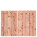Tuinscherm lariks 21 planks (19+2) Zwarte Woud 130x180cm Planken: 1.6x14.0cm / 19 stuks 2 tussenplanken van 1.6x14.0cm, rvs geschroefd  
