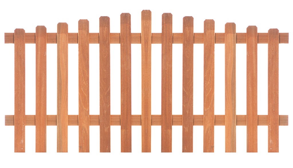 Hardhouten tuinhek toog H90xB180cm lamellen: 1.6x7.0cm / 13 stuks glad geschaafd houtsoort: Keruing 