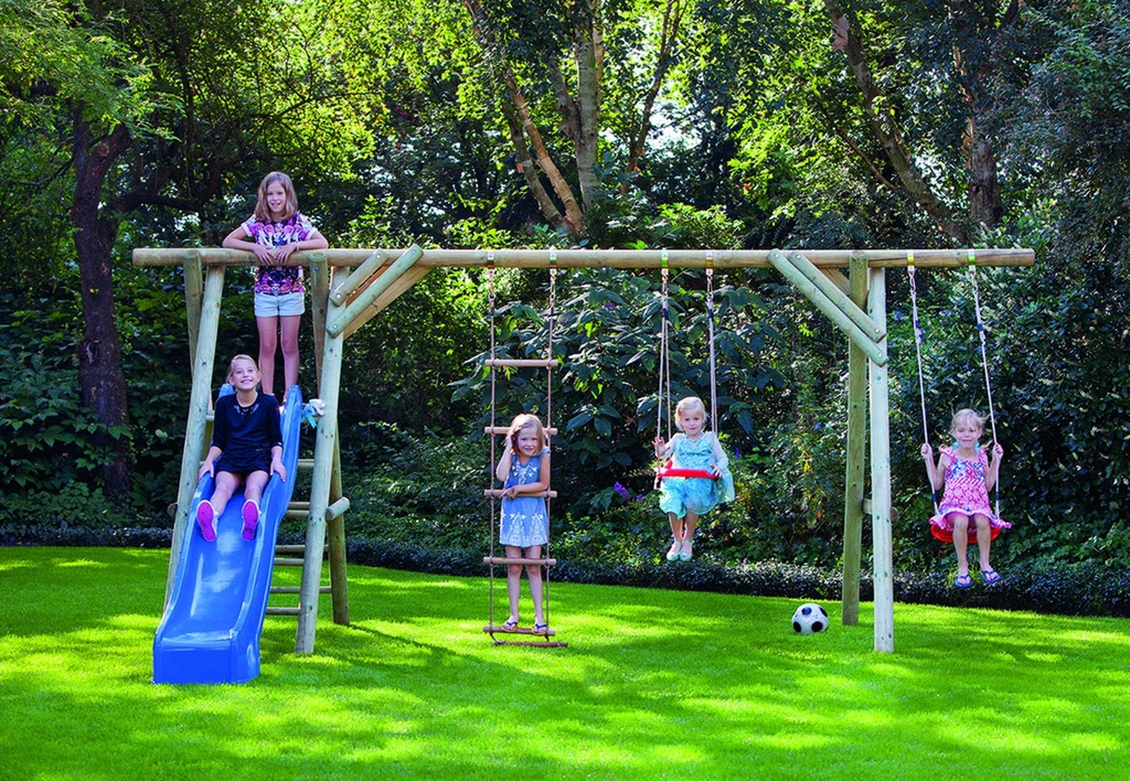 *Speeltoestel Antoine incl. valbeschermer incl. garnituur + 4 ankers Diameter hout: ø9-10cm Afmeting: L470xB230xH230cm 
