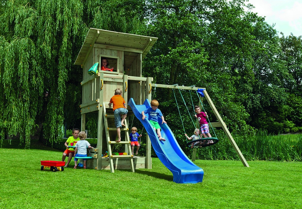 [P019186-32.1525] *Blue rabbit 2.0 Toren Beach Hut platform hoogte 150cm dus geschikt voor glijbaan 3 mtr geen houtpakket inbegrepen 