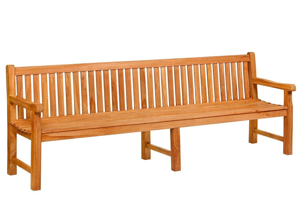 [P002501-31.0580] Teak parkbank Norwich 210cm met extra midden poten  Afmeting: L210xH90cm 