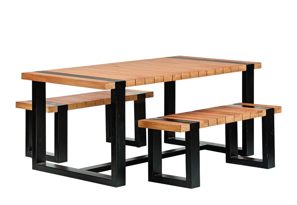 [P002512-31.2037] Teak tuinset Dinnerset Wellington Tuinset Wellington tafel 180cm + 2 banken 120cm Houtdikte: 40mm  