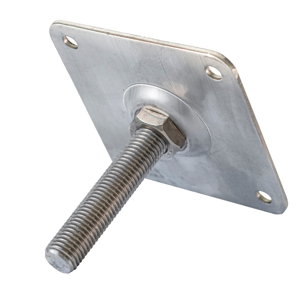 [P018812-1.58316] Betonpoer hoogteverstelling M20 De Lux RVS plaat 10x10cm 3mm dik RVS 304 / RVS A2 Europees product 