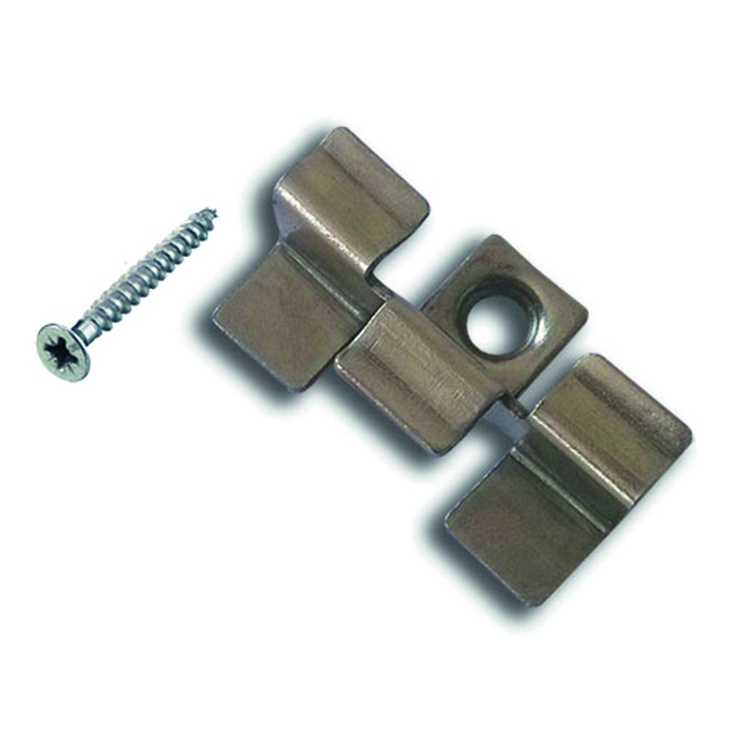 [P002618-37.5505] WPC benodigheden RVS clips + schroeven 50 per zakje met rvs schroeven / 2 zakjes per doos prijs per stuk  