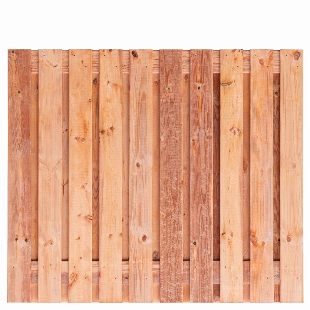[P022293-8.92150P] Tuinscherm Red Class Wood (19+2) 21-pl. Casablanca 150x180cm Planken: 1.6x14.0cm / 19 stuks 2 tussenplanken van 1.6x14.0cm, rvs geschroefd  