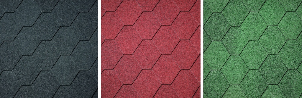 [P020555-40.9985] Dakshingles hexagonaal Zwart 3m²   Per pak 3 m² 