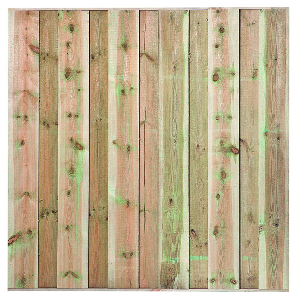 [P022180-8.14189P] Tuinscherm geïmpregneerd 11 planks Losser H180xB180cm fijnbezaagd Planken: 1.8x20.0cm / 11 stuks  Boven- en onderlat: 2.8x3.6cm, rvs geschroefd  