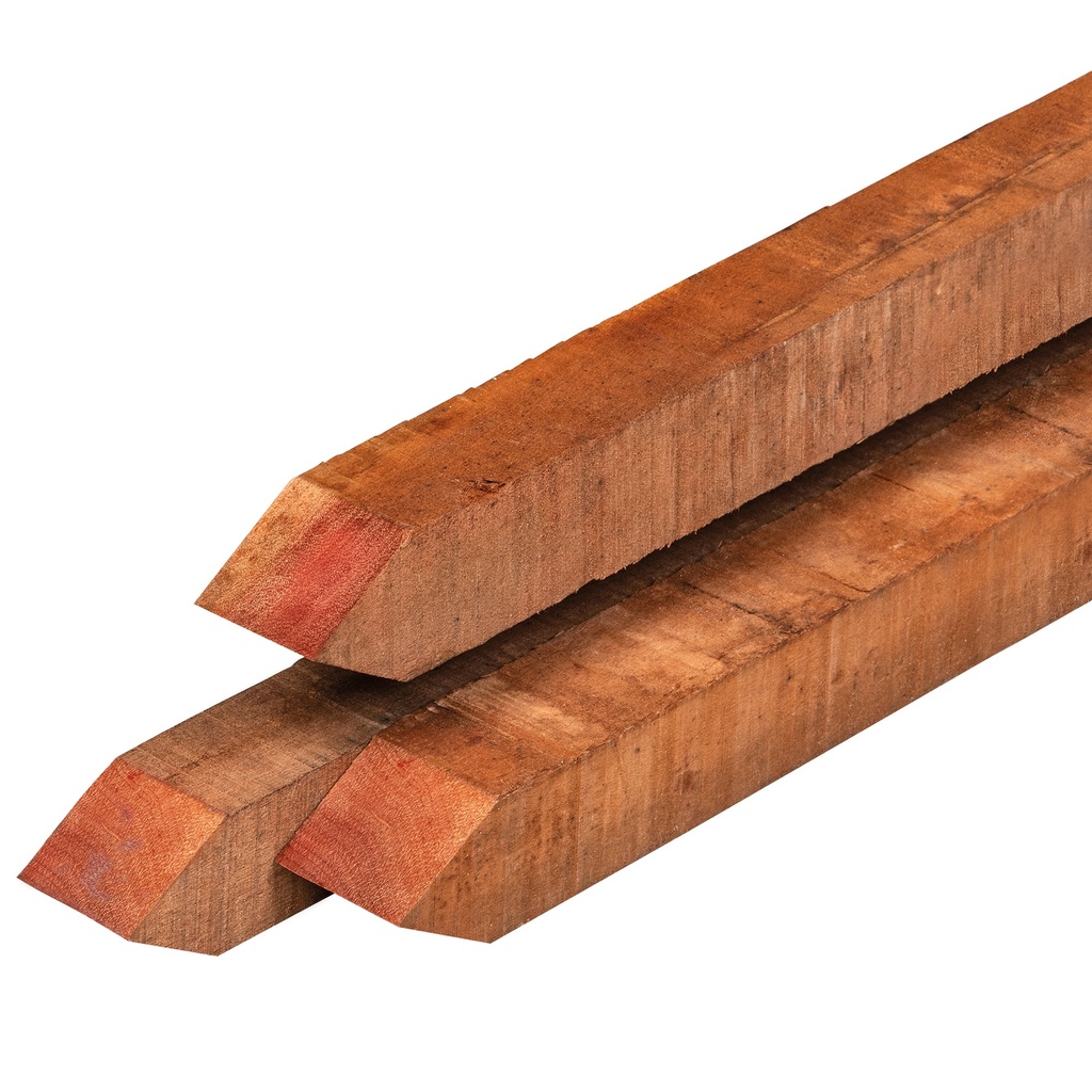 [P018804-1.40060] Hardhouten paal 4.0x4.0x60cm met punt, fijnbezaagd  houtsoort: Angelim Vermelho