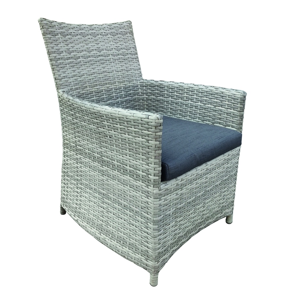 [31.08012] Wicker stoel Georgetown wicker: grijs mêlée / Kussen: antraciet 74,5x60x89 minimum afname en veelvoud van 2 stuks 