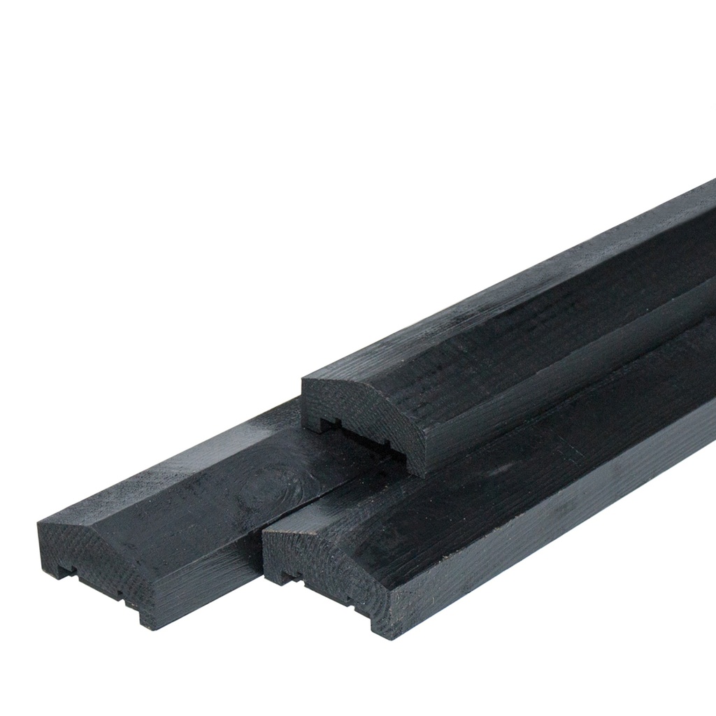 [P021692-35.1018PZW] Afdeklatten zwart gespoten Piramide 180 cm (3 planks tussenruimte)    