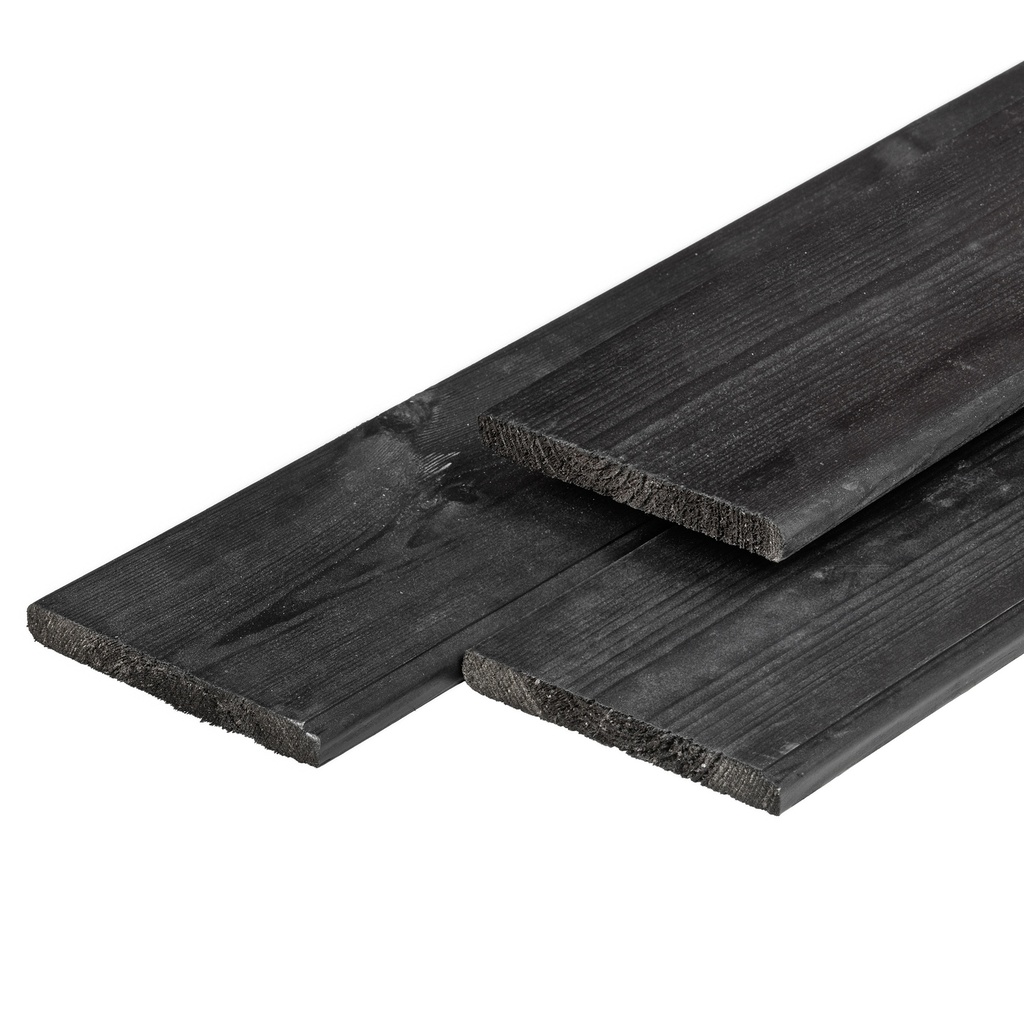 [P021728-37.1640PZW] ME grenen tuinplank zwart gespoten 1.6x14.0x400cm geschaafd    