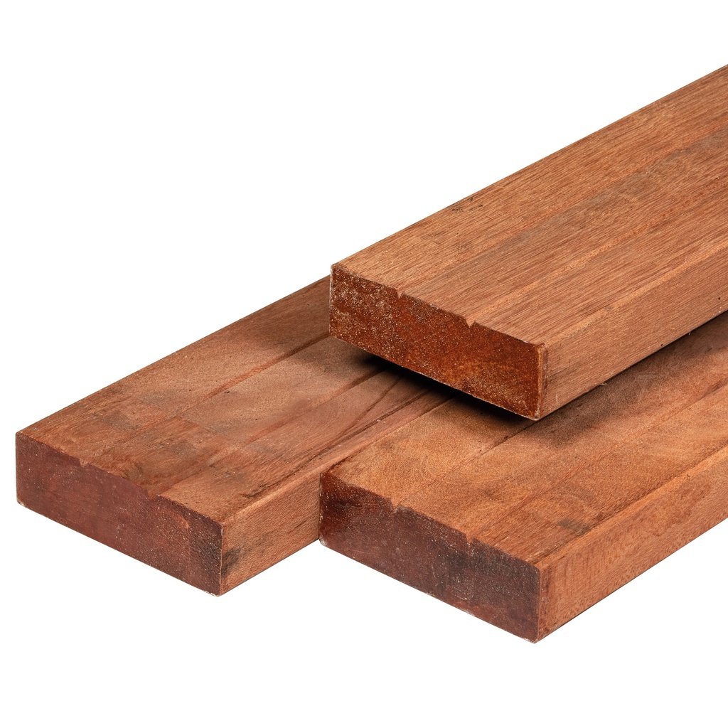 [P002275-2.51448] Hardhout timmerhout kunstmatig gedroogd 4.4x14.5x490cm geschaafd 4rh, 2xv 2 brede zijden met 2x V-groef houtsoort: Keruing  